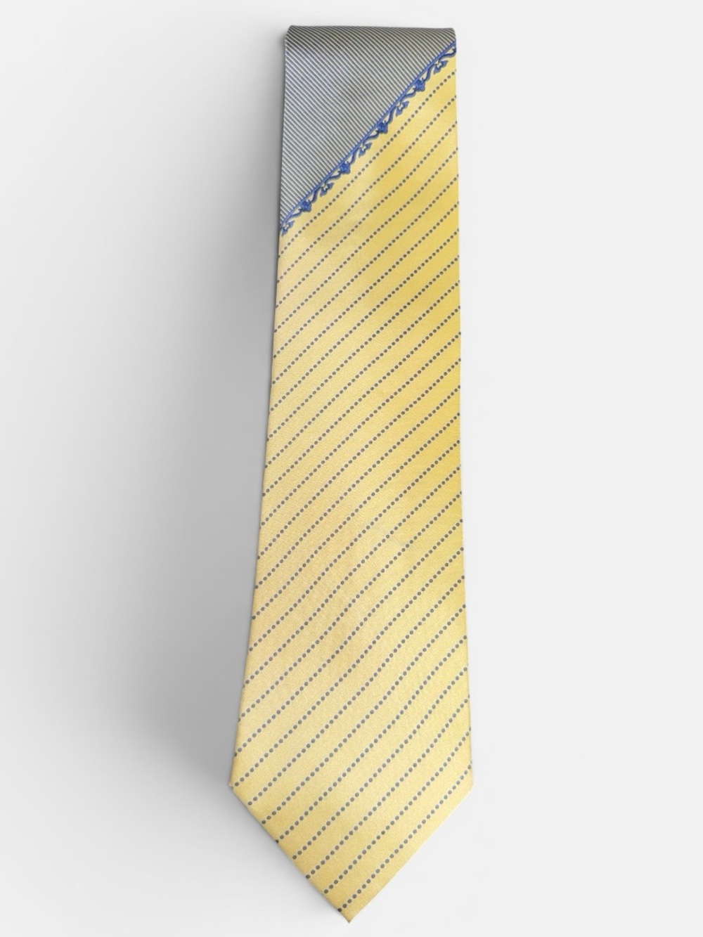 Farentino Ferre mens yellow dotted stripe 100% silk neck tie EUC